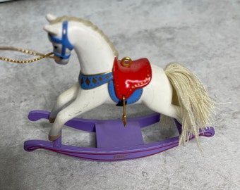 Vintage 1987 Hallmark Rocking horse ornament White #7 in series NO BOX