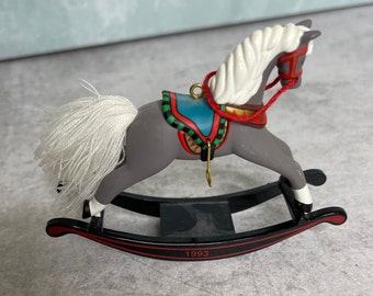 Vintage 1993 Hallmark Rocking horse ornament Gray #13 in series NO BOX