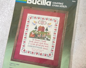 Vintage 1986 Bucilla Counted Cross Stitch CHRISTMAS CHEER 11x14 New/Sealed #8229