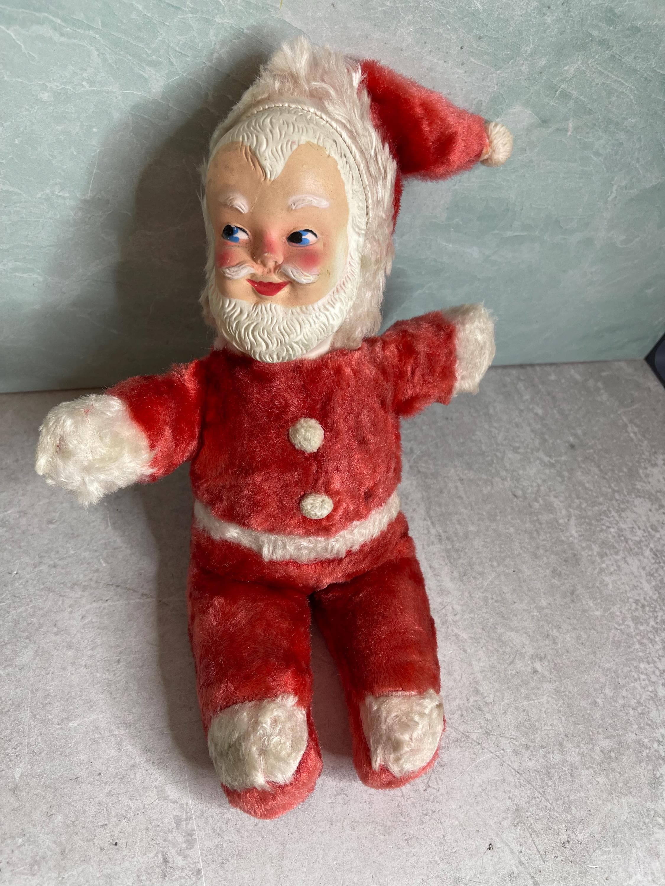 Vintage Rubber Face Plush Santa - Etsy