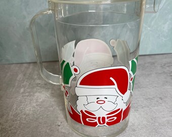 Vintage acrylic Christmas Santa Pitcher juice Holiday Mistletoe Taiwan 8"