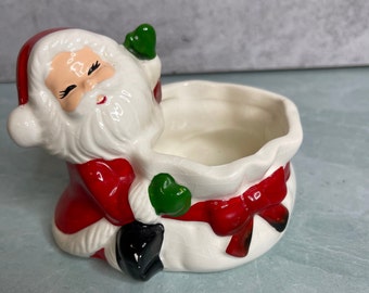 Vintage 1983 Ron Gordon Designs Christmas ceramic Santa Candy dish planter