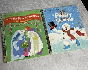 Two Vintage 1992 Christmas Golden books Frosty the Snowman 12 days of Christmas