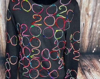 Vintage 1999 Michael Simon New York Millennium 2000 sweater cardigan Size Small