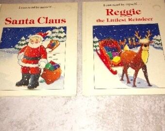 Vintage 1989 Christmas I can read by Myself books Reggie the littlest reindeer and Santa Claus hardcover