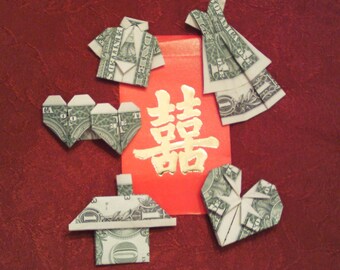 Dollar Bill Origami Etsy - set of 5 origami money one dollars bill love story