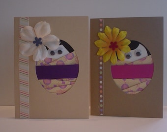 Kokeshi Girls Greeting Cards (B)