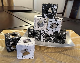 Open Window Paper Origami Cubes Black and White