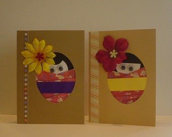 Kokeshi Girls Greeting Cards (A)