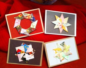 Origami Pin Wheels, Stars, Wreaths and Flowers Greeting Cards - E