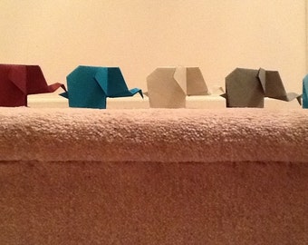 Six Miniature Lucky Origami Paper Elephants