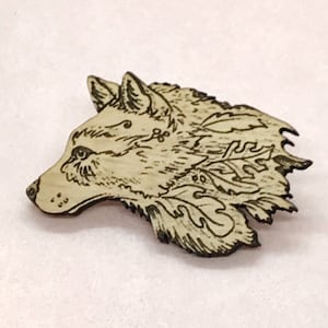 Autumn Wolf pin in alder wood