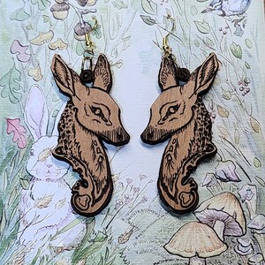 Alder wood Forest Doe dangle earrings image 2