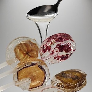 Handmade Candy, 10 Isomalt Lollipops with Dried Fruits – Sugar-Free Lollipops, Natural Sweet Treats, Party Favors, Edible Gift