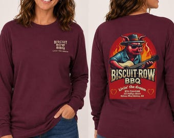 Biscuit Row BBQ Custom Long Sleeve Adult T-Shirt Unisex Ultra Cotton Tee