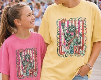 Cute Statue of Liberty Comfort Colors Shirt,  Mommy and Me USA Tee, Fourth of July  250th Tshirt, Retro Summer America 250, Mom and Mini