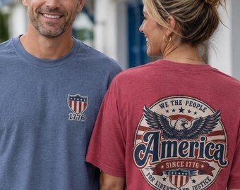 America 1776 Shirt, America 250 Patriotic Eagle T-Shirt, We The People Tee, Patriotic 4th of July Independence Day, USA Red White Blue Tee