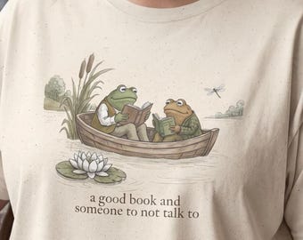 Funny Frog Reading Shirt | Book Girl TShirt | BookTok Tee | Introvert Gift | Cottagecore Bookworm Shirt | Gift for Book Lovers | XS-5X