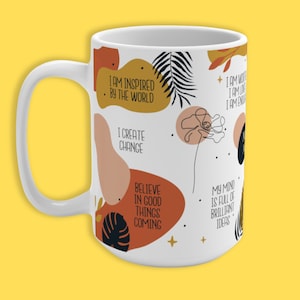 Morning Mindset 15 oz. Office Mug | Motivational Quotes | Inspirational Ceramic Coffee or Tea Mug | Gift for Her | Boss or Coworker Gift