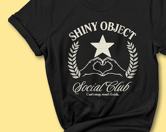 Shiny Object Social Club T-Shirt, Funny Neurodivergent Shirt, Easily Distracted Tee, Neurospicy, ADHD Shirt, AuDHD Tee, S - 5X Plus Size