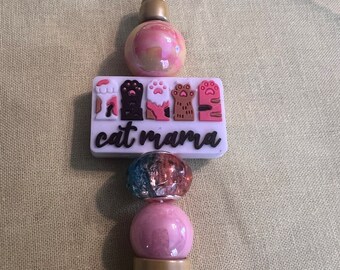 Cat Mom / Focal Beaded Pens/ one pen per listing/ focal beads/party favors/baby showers