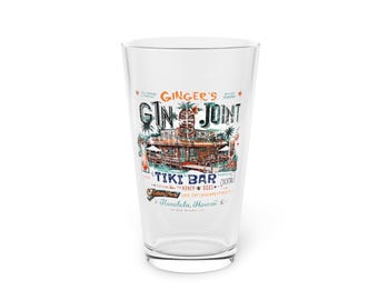 Ginger's Gin Joint Tiki Bar Honolulu Pint Glass, 16oz