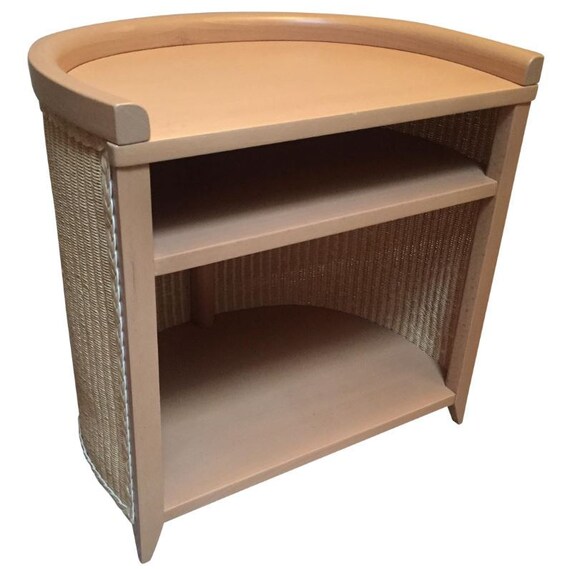 Wicker And Beechwood Side Table By Loom Italia Etsy