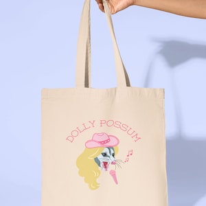 Dolly Possum Tote Bag, Possum Bag, Opossum Gifts, Possum Art, Funny Possum Bag, Country Music Gifts, Dolly Parton Gifts
