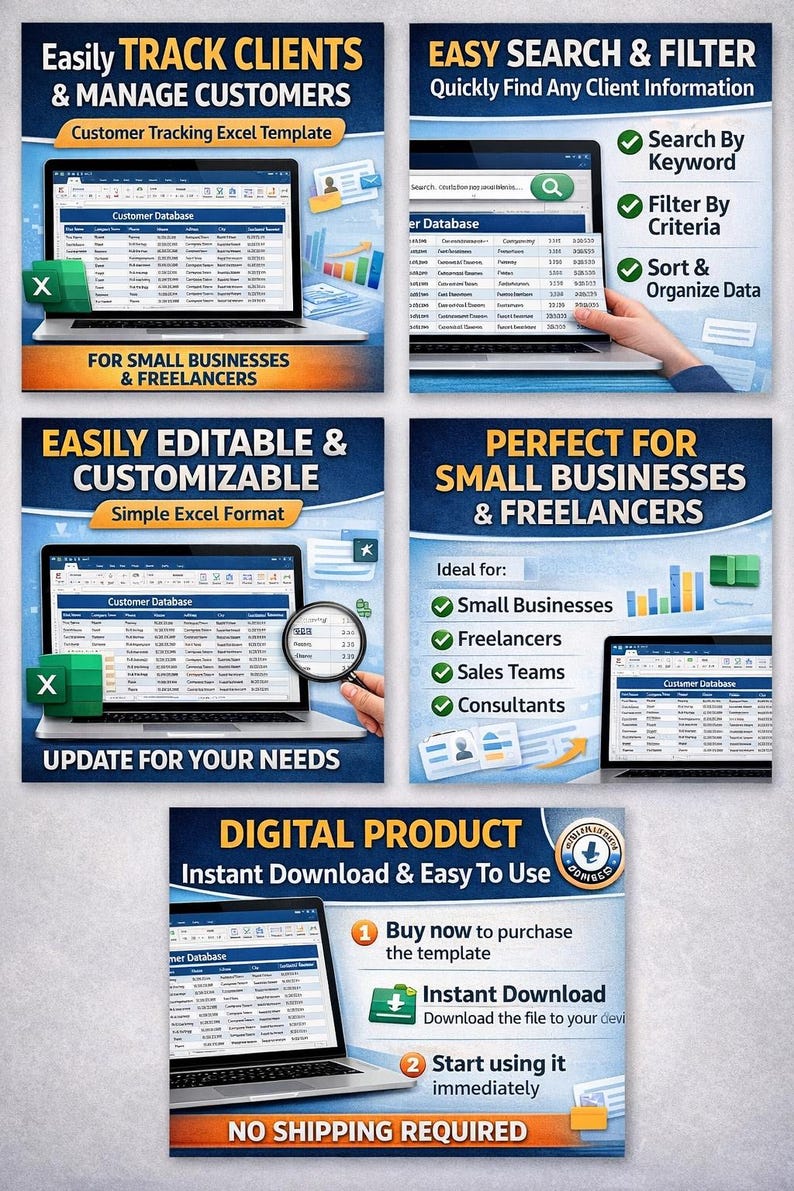 Customer Tracking Excel Template | Client Management Spreadsheet ...
