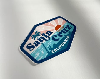 Santa Cruz Sticker, Decal for Water Bottle, California Souvenir, Laptop Sticker