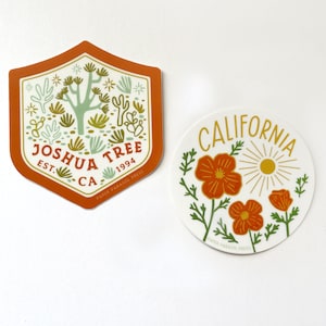 Joshua Tree & California Poppy Sticker Set, Laptop Decal