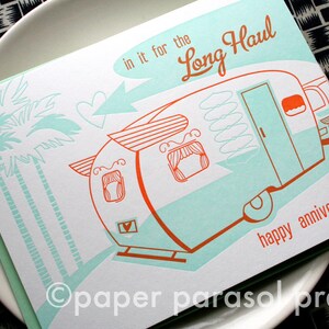 Retro Camper Anniversary Card, Letterpress Card, Gift for Adventure-Loving Spouse image 4