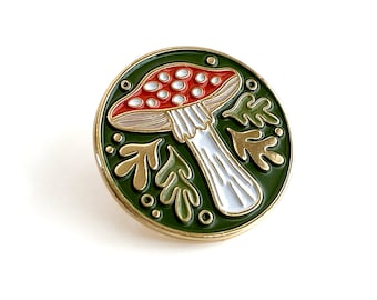 Alfiler de esmalte de hongos Fly Agaric, regalo para amantes de la naturaleza, alfiler de solapa para mochila