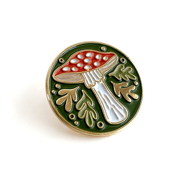 Fly Agaric Mushroom Enamel Pin, Gift for Nature Lover, Lapel Pin for Backpack