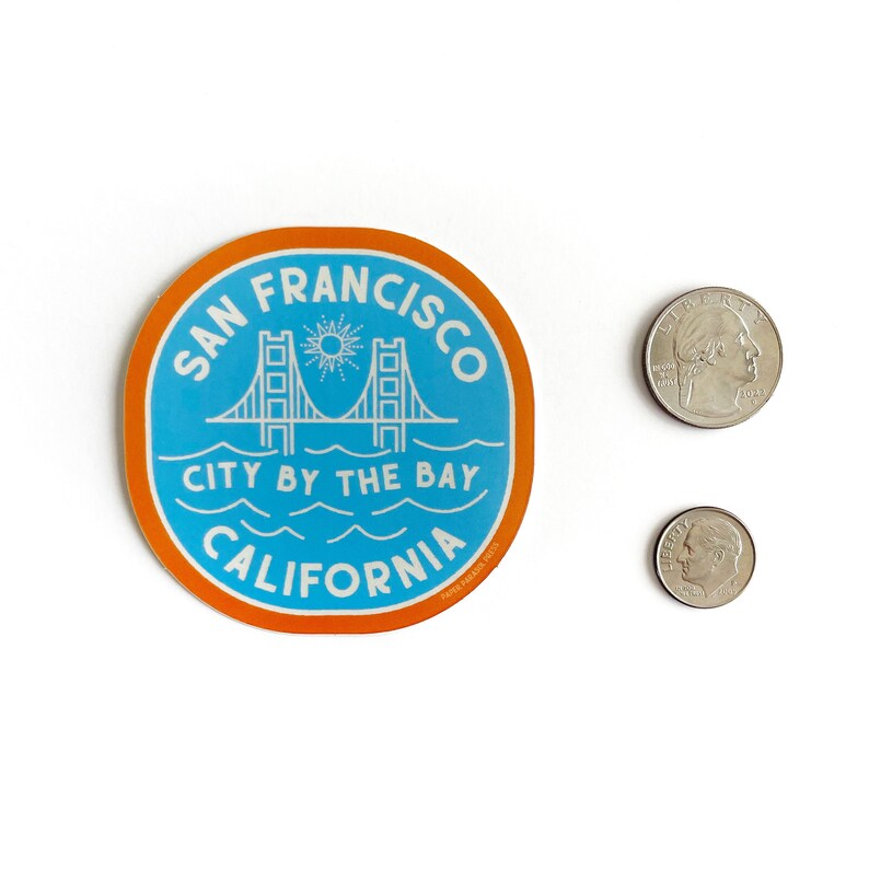 Retro San Francisco Sticker, Water Bottle Sticker, Travel City Decal image 3
