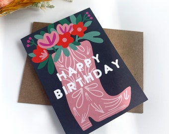 Cowgirl Florals Birthday Mini Card, Gift Enclosure for Birthday