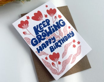 Keep Growing Florals Mini Card, Gift Enclosure for Birthday