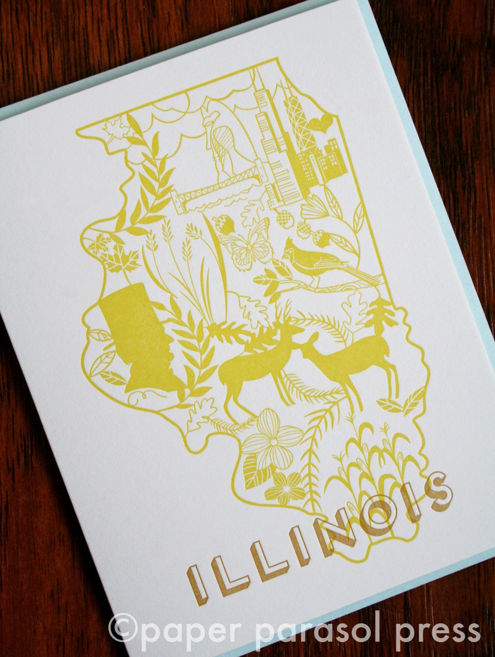 Illinois Letterpress Greeting Card Etsy