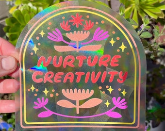 Nurture Creativity Suncatcher Decal, Gift for Her, Colorful Decal