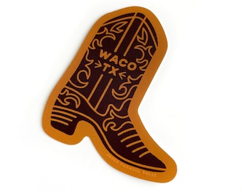 Waco Texas Boot Sticker, Decal for Hydro Flask, Sticker for Laptop, Gift for Texan