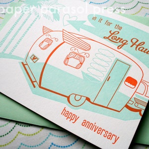 Retro Camper Anniversary Card, Letterpress Card, Gift for Adventure-Loving Spouse image 3