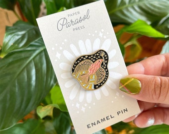 Folk Guide Bird Enamel Pin, Gift for Traveler, Lapel Pin for Backpack