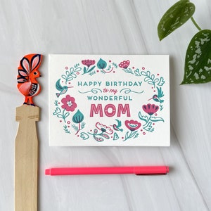 Happy Birthday to My Mom Letterpress Card, Gift for Mom, Birthday Card for Mother