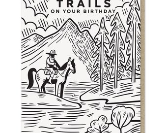 Happy Trails on Your Birthday Letterpress Card, Gift for Horse Owner, Card for Him