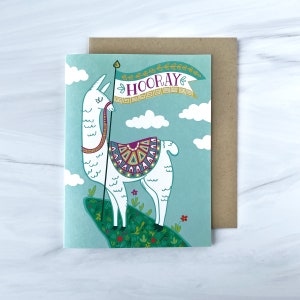 Hooray Llama digitally Printed Card