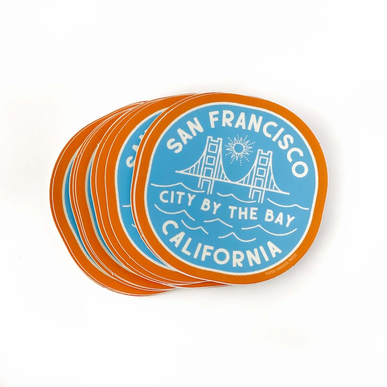 Retro San Francisco Sticker, Water Bottle Sticker, Travel City Decal image 2