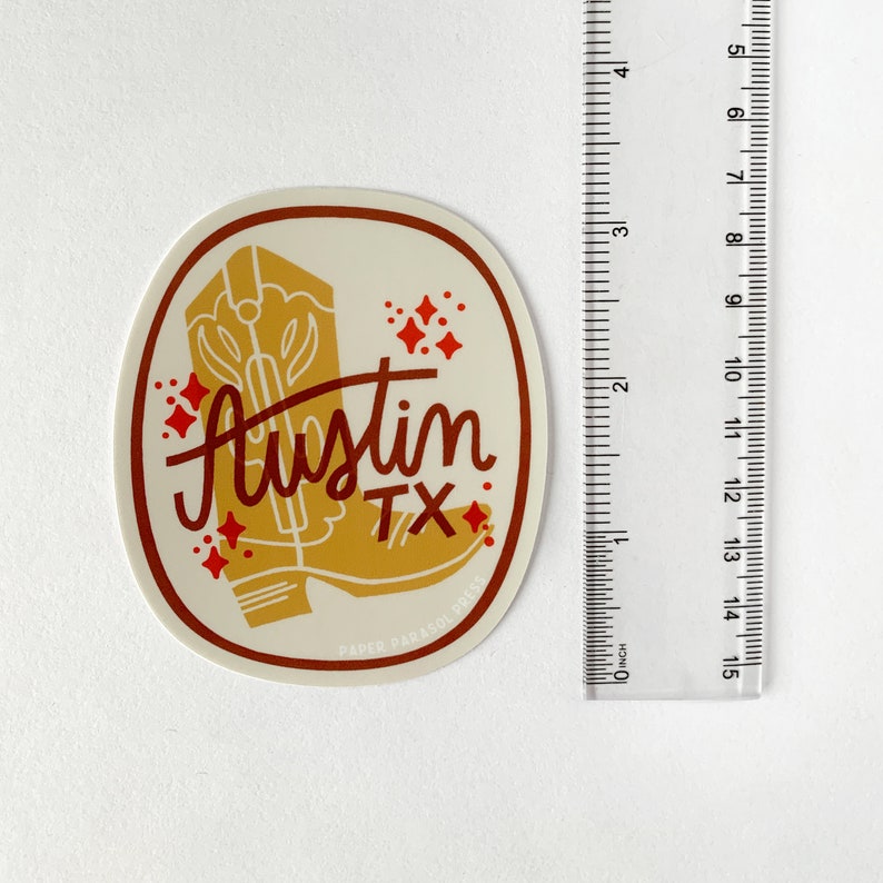 Austin Cowboy Boot Sticker in Golden, Decal for Water Bottle, Gift for Texan image 5