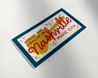 Nashville Sticker, Decal for Water Bottle, Laptop Sticker, Nashville Music City