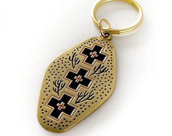 Desert Crossroads Enamel Keychain, Western Accessory, Gift for Him Her