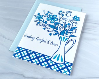 Blue Floral Sympathy Card